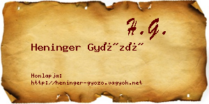 Heninger Győző névjegykártya